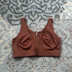 Zyia Front Zip Sports Bra Coffee Brown